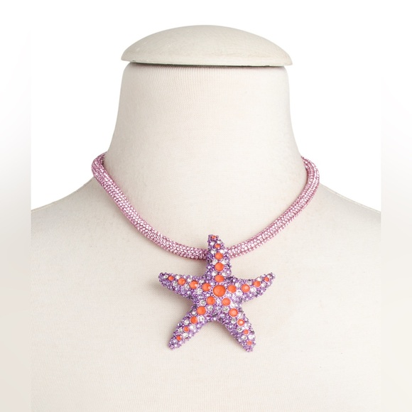 🐟BETSEY JOHNSON MERMAID JEWELS STARFISH CORD NECKLACE-  NWT - Picture 1 of 4